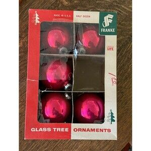 Glass Tree Ornaments By Franke Made In USA 5 Of 6 Pink Christmas Decorations***